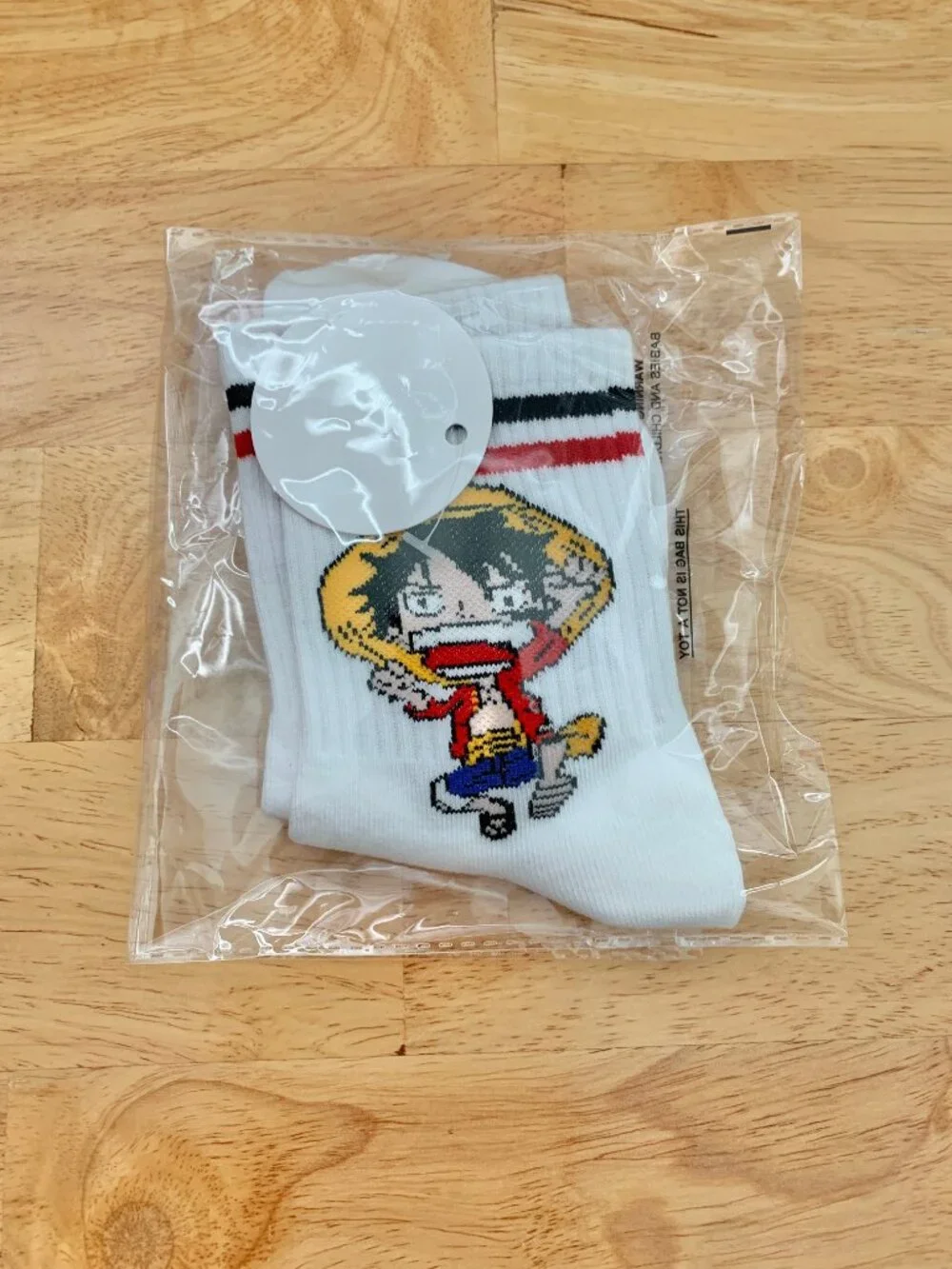 One Piece Monkey D Luffy White Red Blue Black Anime Crew Socks One Size NOT OFFI